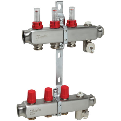 Danfoss Verteiler für Fussbodenheizungen SSM-3F 3 Kreise, mit Durchflussanzeigeeige