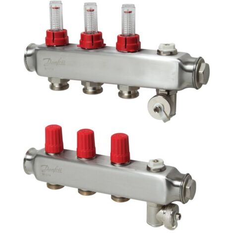 Danfoss Verteiler für Fussbodenheizungen SSM-8F 8 Kreise, mit Durchflussanzeigeeige