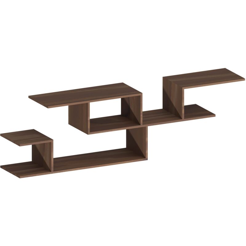 Frankystar - Daniel - Etagère murale en bois mélaminé 218x30xH62 cm, couleur brun