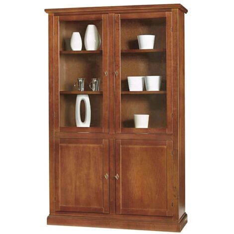 DANIELLE - mobile con vetrina in legno massello cm 120 x 41 x 187 h