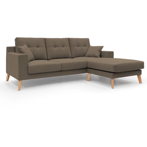 Danish Sofá rinconero moderno reversible de tela suave e impermeable 237 cm Marrón