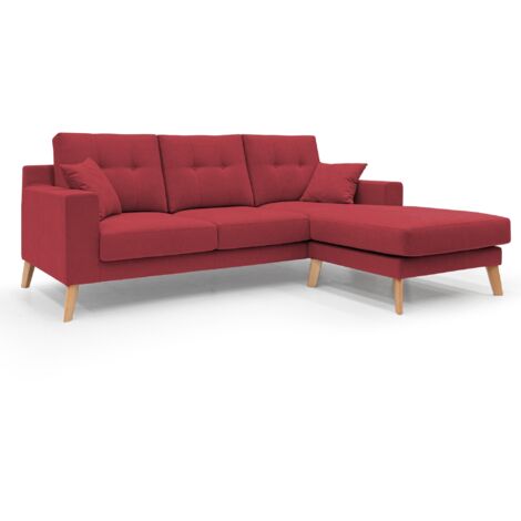 Danish Sofá rinconero moderno reversible de tela suave e impermeable 237 cm Rojo