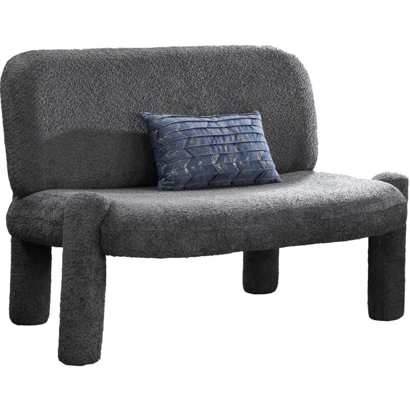 Mobilier Deco - danita - Canapé 2 places design effet peau de mouton anthracite