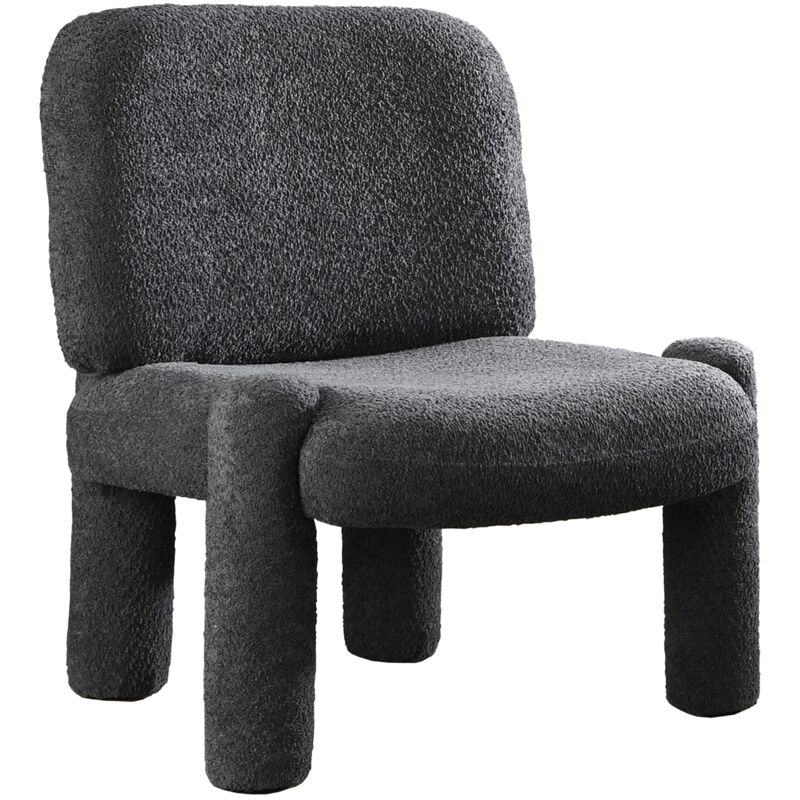 DANITA - Fauteuil design effet peau de mouton anthracite