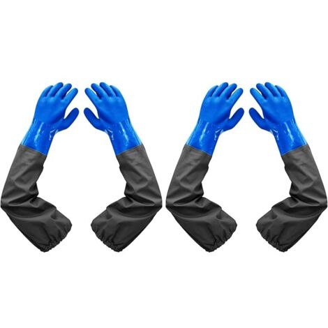 Dankuo Dépolie Étanche Gants Allongés en Caoutchouc - 26 Pouces, Doublure Floquante, Poignets Élastiques - Pour Nettoyage D'étang, Industrie Chimique, Agriculture, Pêche, Construction (Lot de 2)
