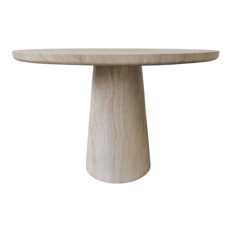 Drawer - Table à manger 4 personnes ronde effet travertin - Beige - danli