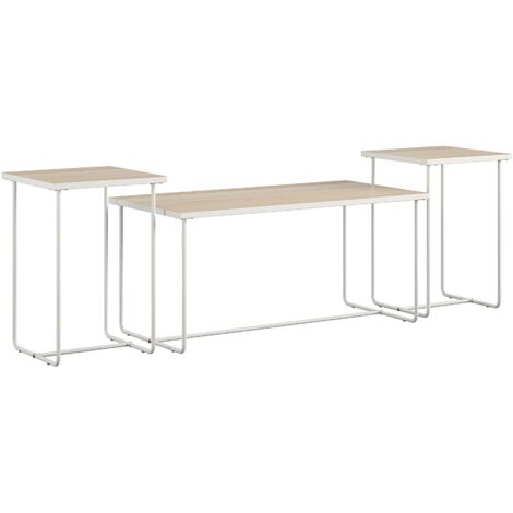 DanteEnsemble de 3 tables d’appoint avec cadre en métal blanc