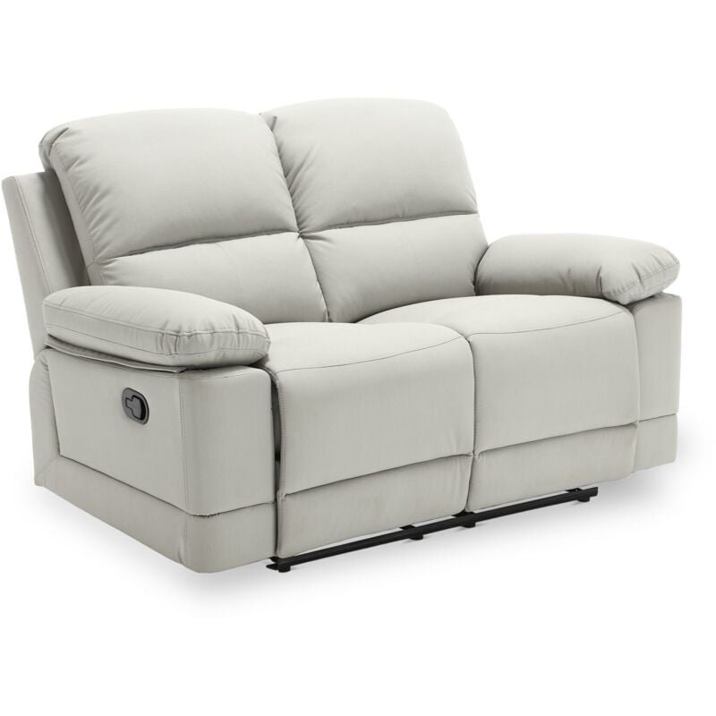 Deco In Paris - dany - Canapé 2 places relax manuel en simili cuir gris clair dany