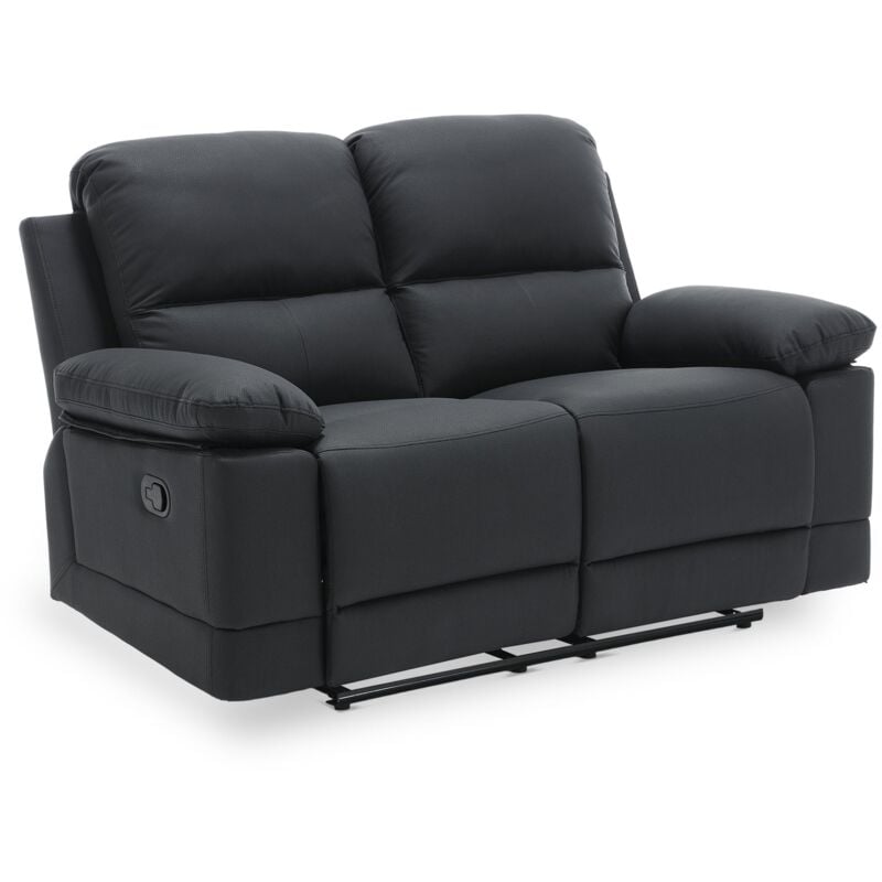 Deco In Paris - dany - Canapé 2 places relax manuel en simili cuir noir dany