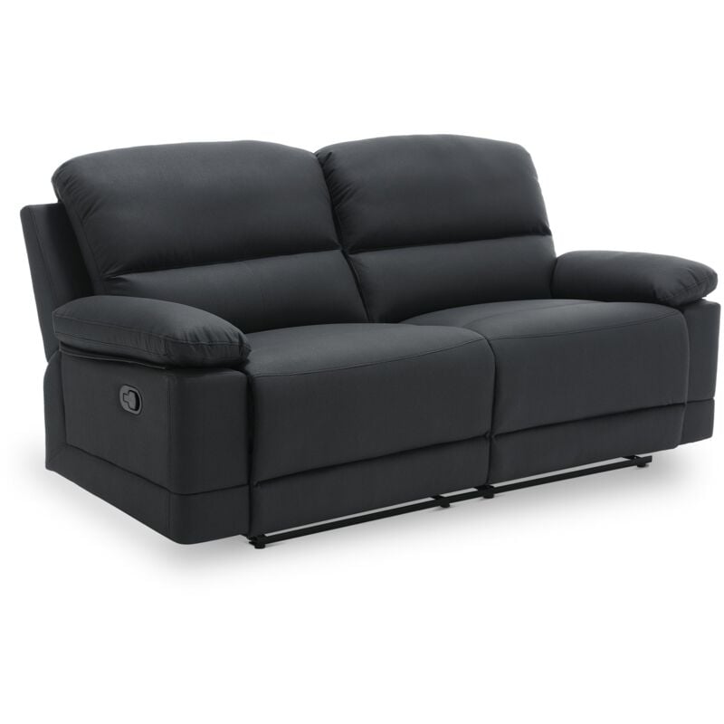 Deco In Paris - dany - Canapé 3 places relax manuel en simili cuir noir dany