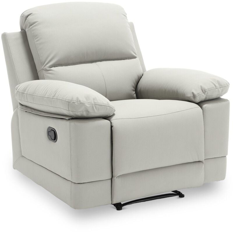Deco In Paris - dany - Fauteuil relax manuel en simili cuir gris clair dany