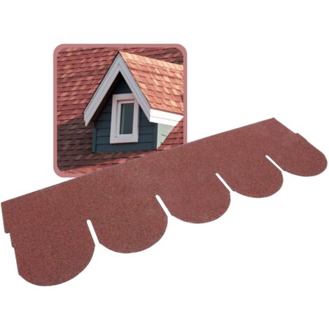 DAPRONA Biberschwanz Dachschindeln, Rund 1m x 32cm, 20 Stück, Bitumenschindeln für Gartenhaus, Carport - Rot