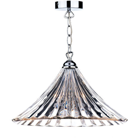 DAR ARDECHE - Dome grande suspension en verre clair chrome poli, 1x E27
