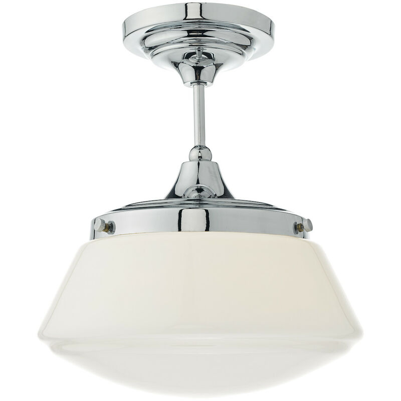 Image of Dar caden - Lampada da soffitto da semi-filo Cromo lucido e vetro opalino IP44, 1x E27