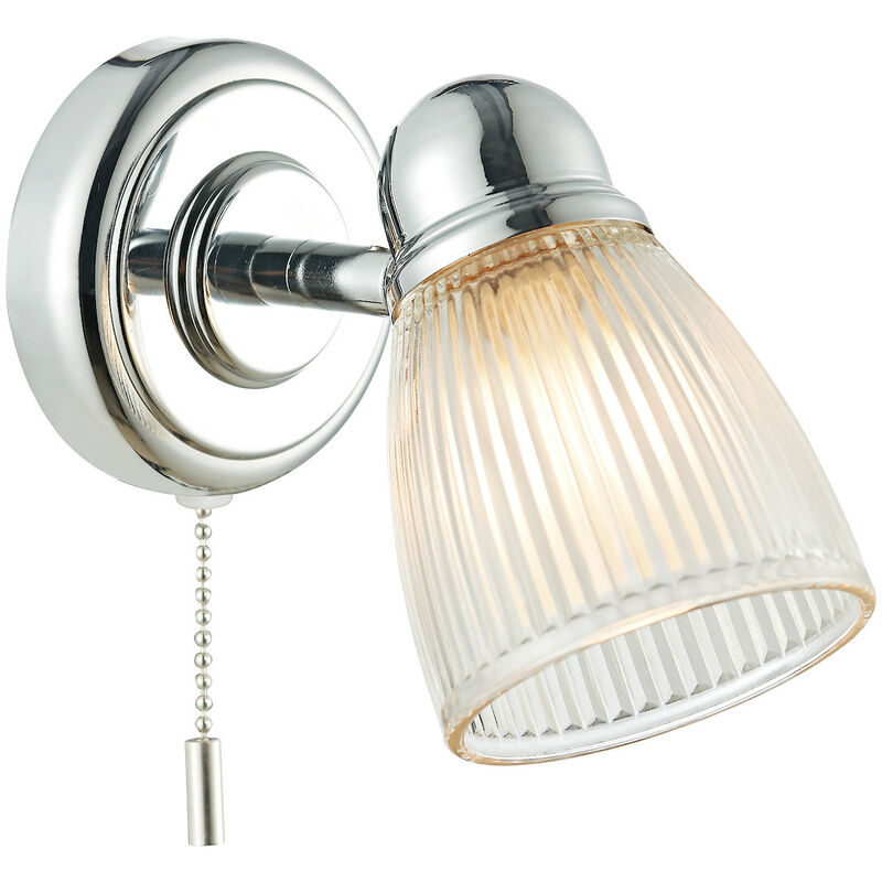 Image of Dar Lighting - dar cedric - Lampada da parete singola con interruttore per bagno Cromo lucido IP44