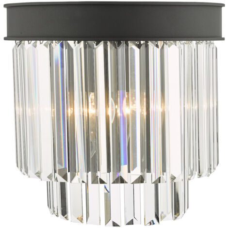 Dar Celeus Applique 2 Lumières Anthracite & Cristal