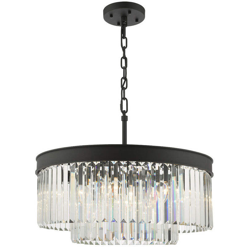 Dar Celeus Lustre 6 Lumières Anthracite & Cristal
