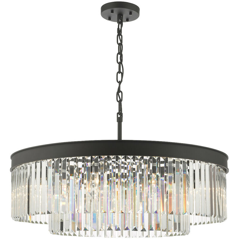 Dar Celeus Lustre 8 Lumières Anthracite & Cristal