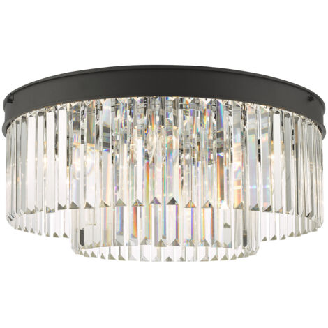 Dar Celeus Plafonnier 6 Lumières Anthracite Mat & Cristal