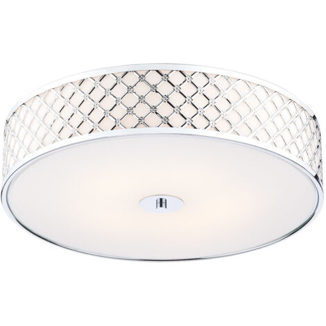 DAR CIVIC - Plafonnier Cylindrique Affleurant Large Chrome Poli, 5x E14