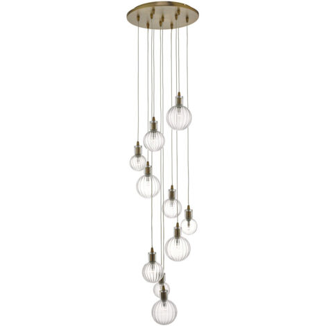 DAR DITA - Suspension Cluster Laiton et Verre, 10x G4