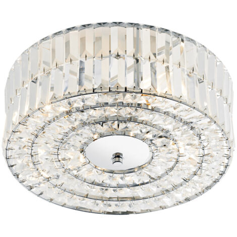 DAR ERROL - Plafonnier semi-encastré en cristal, luminaire chromé poli