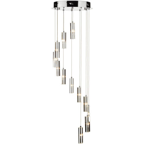 DAR GALILEO - Lampe à Suspension Cluster LED Chrome Poli, 12x G4