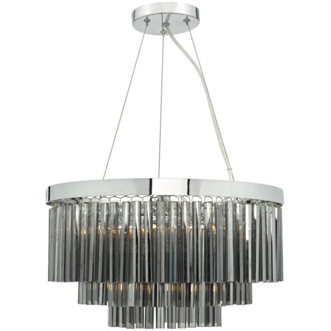 DAR GIOVANA - Suspension cylindrique en chrome poli et verre fumé, 5x G9