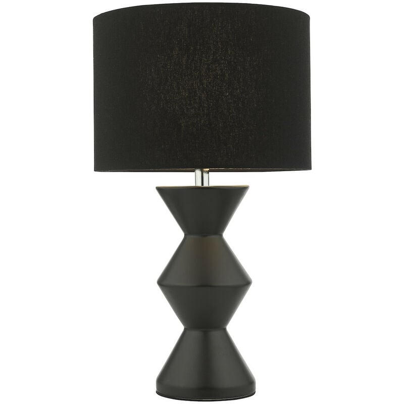 Dar Max Lampe De Table En Céramique Noire Avec Abat-jour