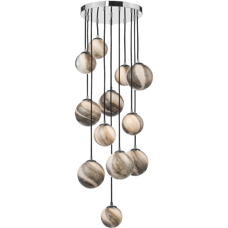 DAR MIKARA - Cluster Suspension Verre Chrome Poli 1,5M, 12x G9 DAR MIKARA - Cluster Suspension Verre Chrome Poli 1,5M, 12x G9