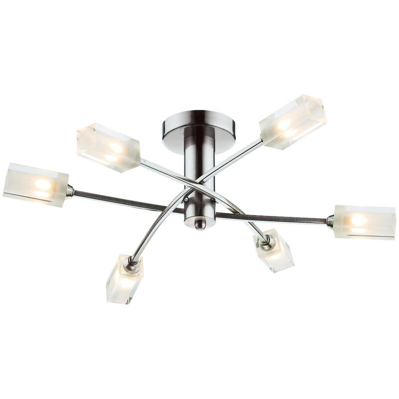 Dar morgan - Plafoniera Semi Flush Cromo Satinato, 6x G9