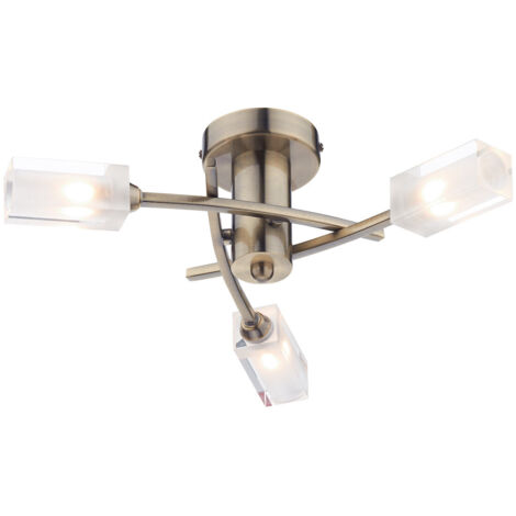 DAR MORGAN - Plafonnier Semi Plafonnier Laiton Antique, 3x G9