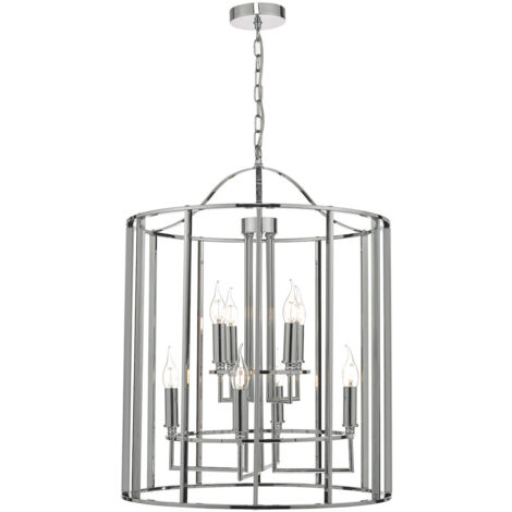 DAR MYKA - Lanterne en fil de fer, chrome poli, 8x E14