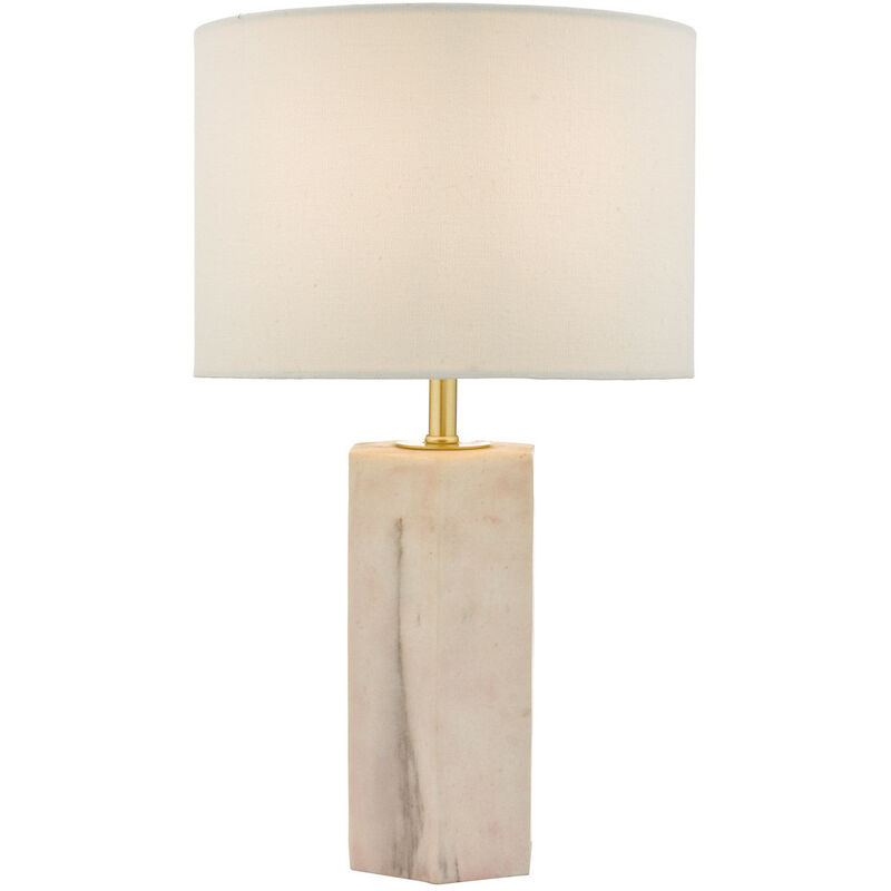 Image of Dar Lighting - dar nalani - Lampada da tavolo rosa e effetto marmo con paralume rotondo a tamburo