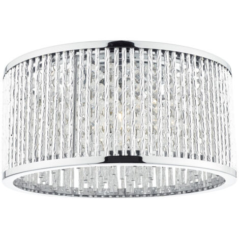 DAR NANTES - Plafonnier Crystal Flush Aluminium Chrome Poli, 3x G9