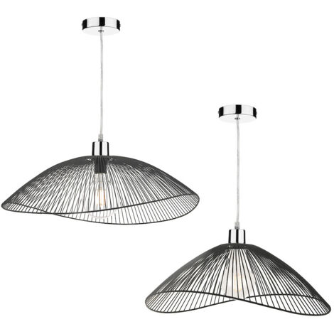 DAR ONZA - Ensemble de deux lampes à suspension Wire Frame Easy Fit noir