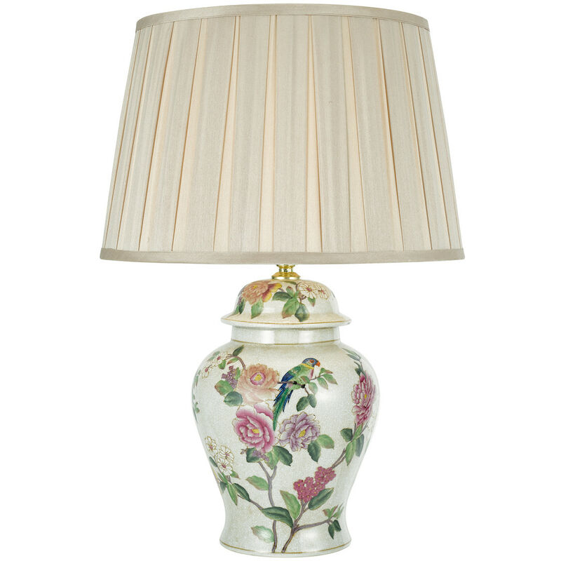 Image of Dar peony - Base per lampada da tavolo in porcellana con motivo floreale rifinito a mano