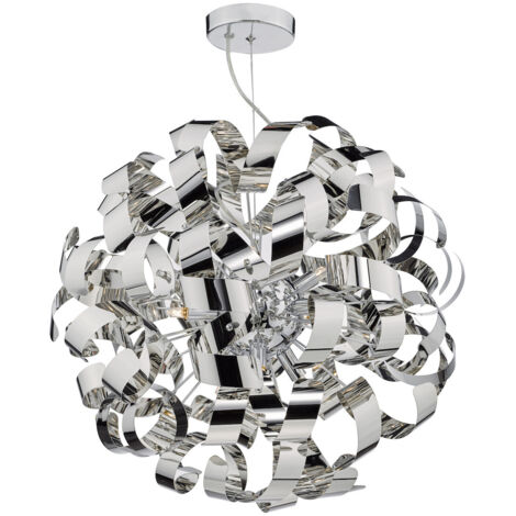 DAR RAWLEY - Luminaire suspendu sphérique G9 rubans en chrome poli, 9x G9