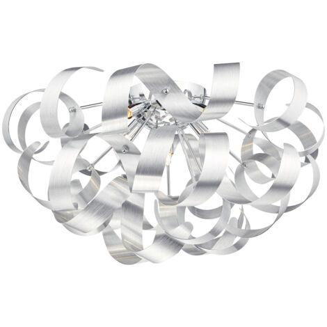 DAR RAWLEY - Plafonnier affleurant G9 Aluminium brossé, 5x G9
