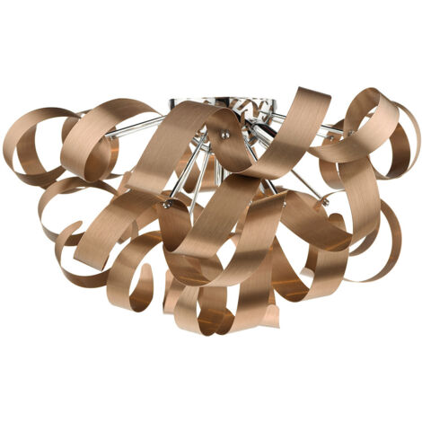 DAR RAWLEY - Plafonnier affleurant G9 Cuivre Brossé, 5x G9