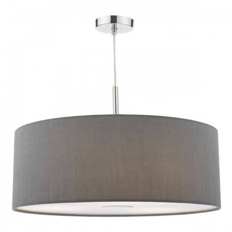 DAR RONDA - Suspension cylindrique à 3 lumières, 60 cm, gris ardoise avec diffuseur
