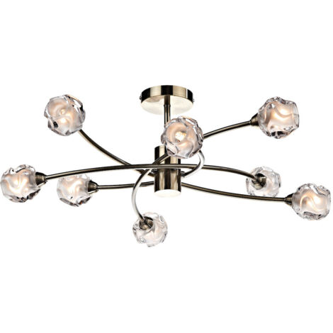 DAR SEATTLE - Plafonnier semi-affleurant en laiton antique, 8x G9