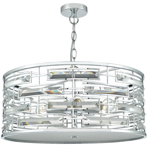 DAR SEVILLE - Suspension cylindrique K9 cristal poli chrome, 6x E14
