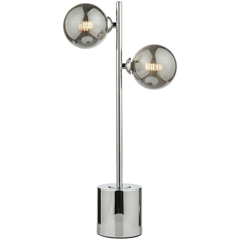 Dar Spiral Lampe de Table 2 Lumières Chrome Poli Verre Fumé