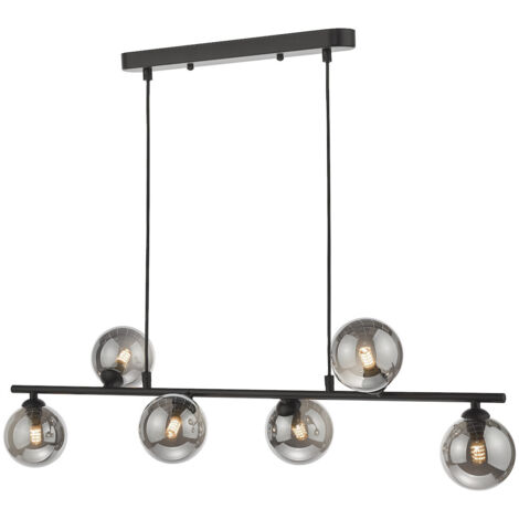 Dar Spiral Plafonnier suspendu à 6 lumières en verre fumé noir mat