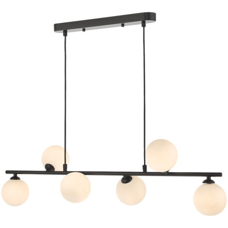 Dar Spiral Plafonnier suspendu à 6 lumières en verre opale noir mat