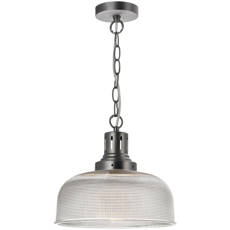 Image of Dar Lighting - dar tack - Cupola Lampada a sospensione Cromo antico Vetro strutturato, 1x E27