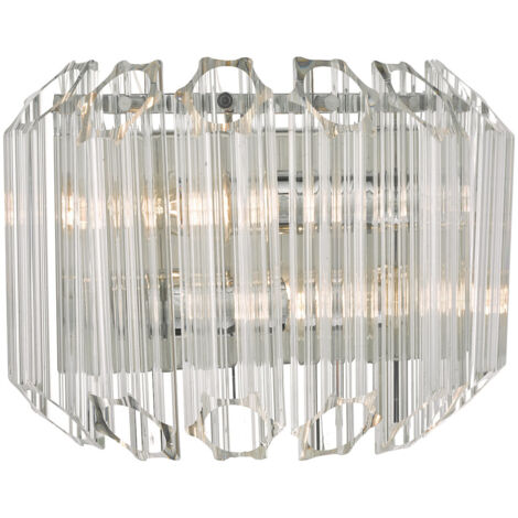DAR TUVALU - Applique Murale Verre & Chrome Poli, 2x E14