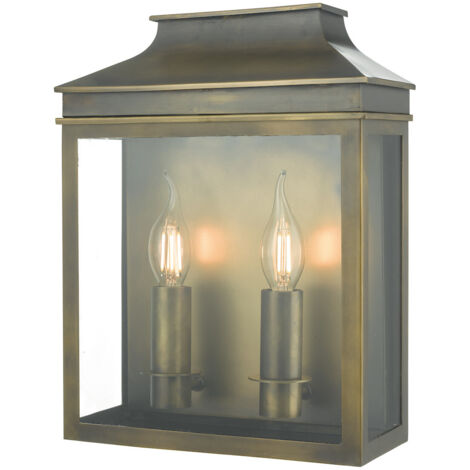 DAR VAPOUR - Lantern Coach Lantern Applique Murale Laiton Patiné IP44, 2x E14