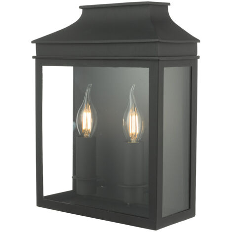 DAR VAPOUR - Lantern Coach Lantern Applique Murale Noir IP44, 2x E14